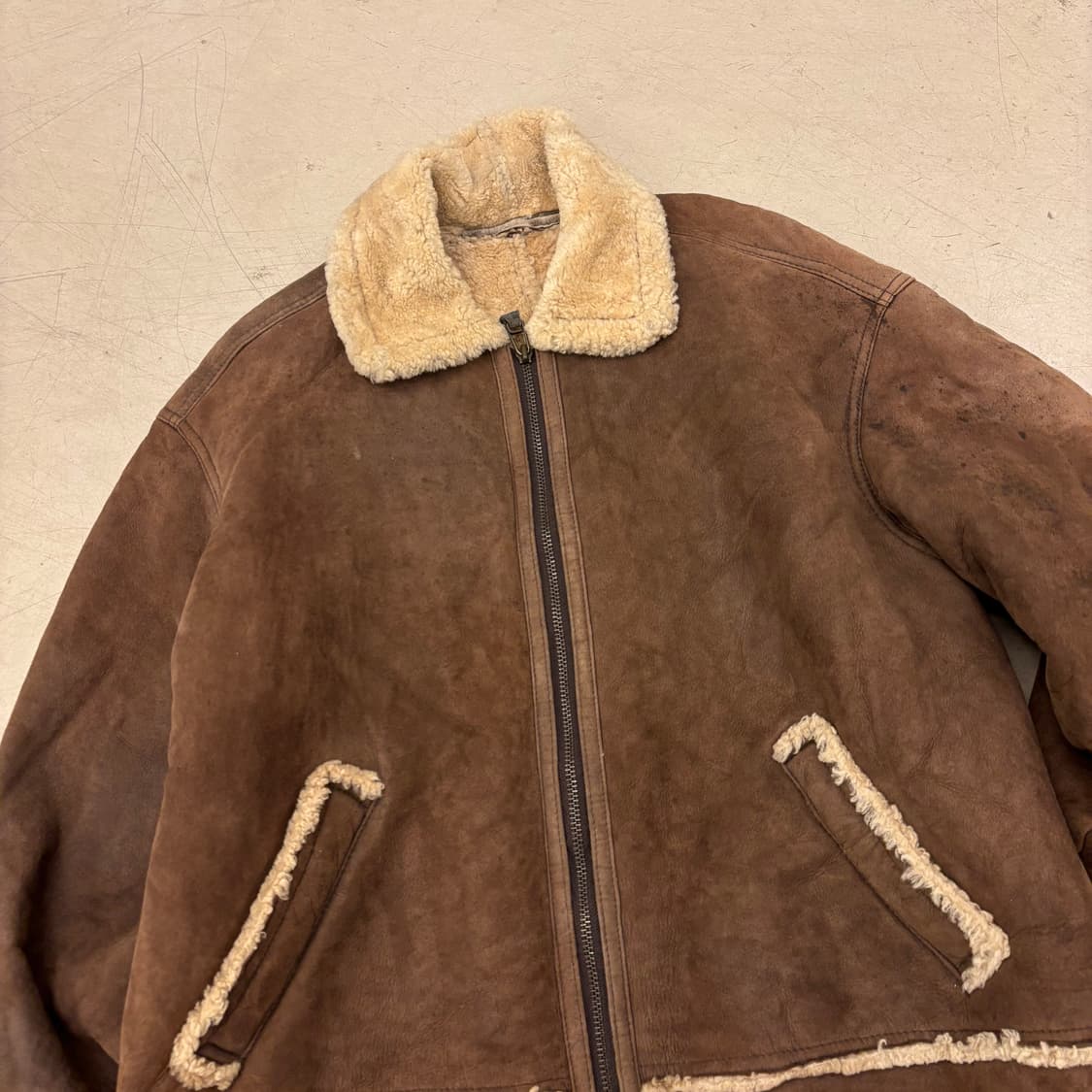 빈티지 브라운 양가죽 무스탕 자켓 상품이미지2