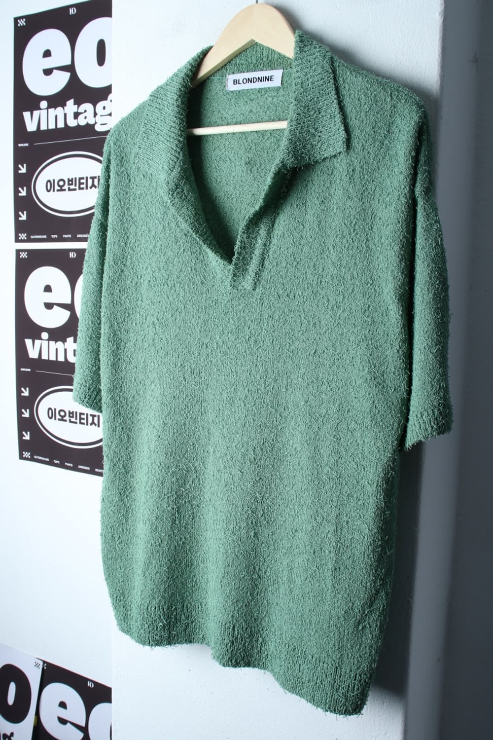 (XL-2XL) 블론드나인 반팔 카라 티셔츠 브이넥 부클-H3H33898 상품이미지1