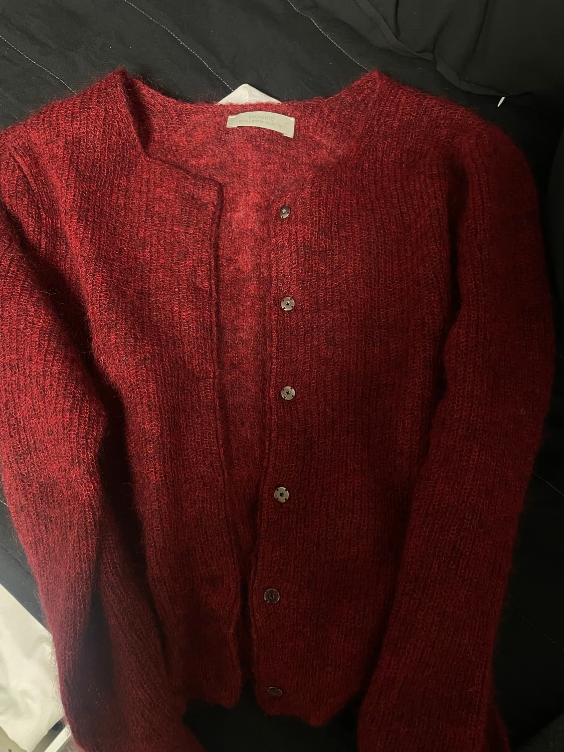 (거의 새상품) 아모멘토 라운드 넥 가디건 레드 1사이즈 상품이미지4