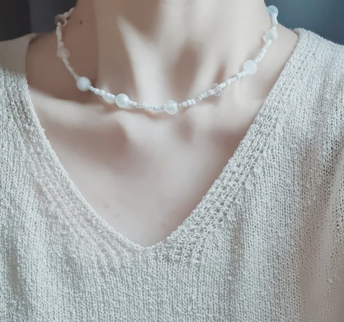 세컨핸드)화이트 비즈 목걸이 상품이미지10