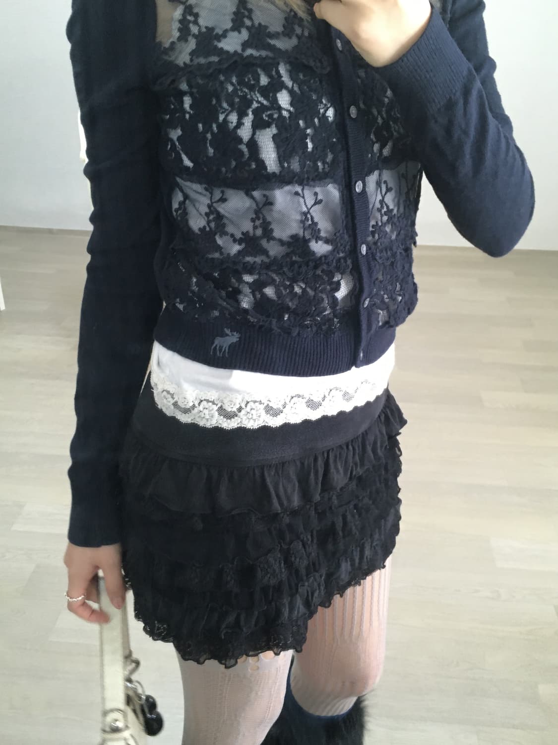 abercrombie & fitch navy lace cardigan 상품이미지4