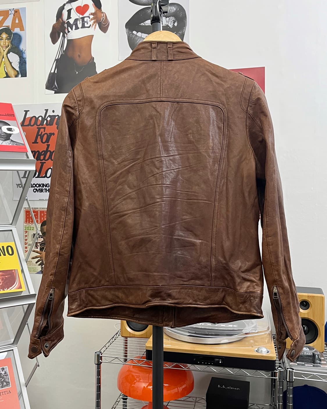 올드 빈티지 멀티 포켓 브라운 레더 자켓 상품이미지7