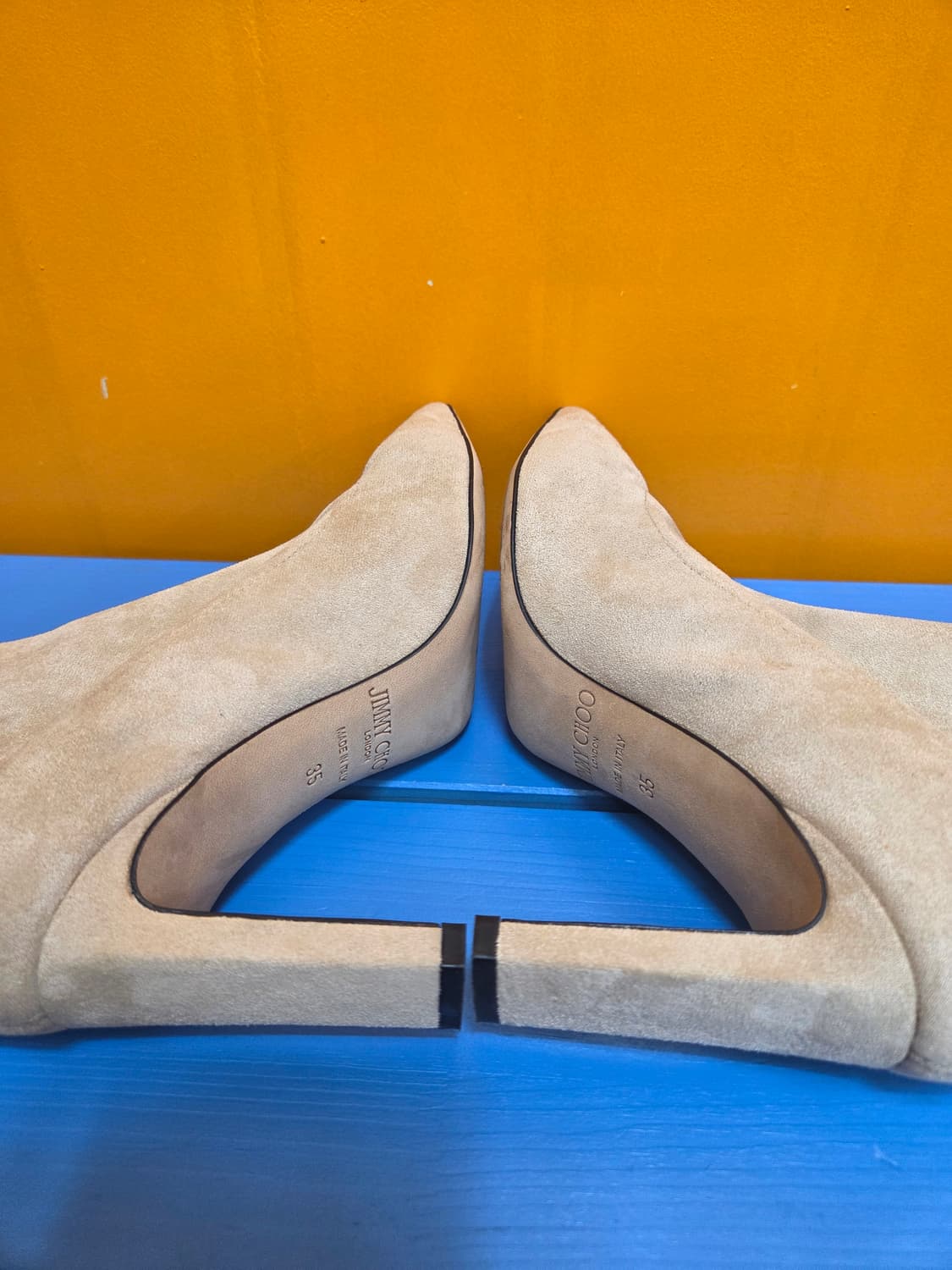 35 지미추 jimmy choo 스웨이드 앵클 부츠 힐 아이보리 상품이미지3