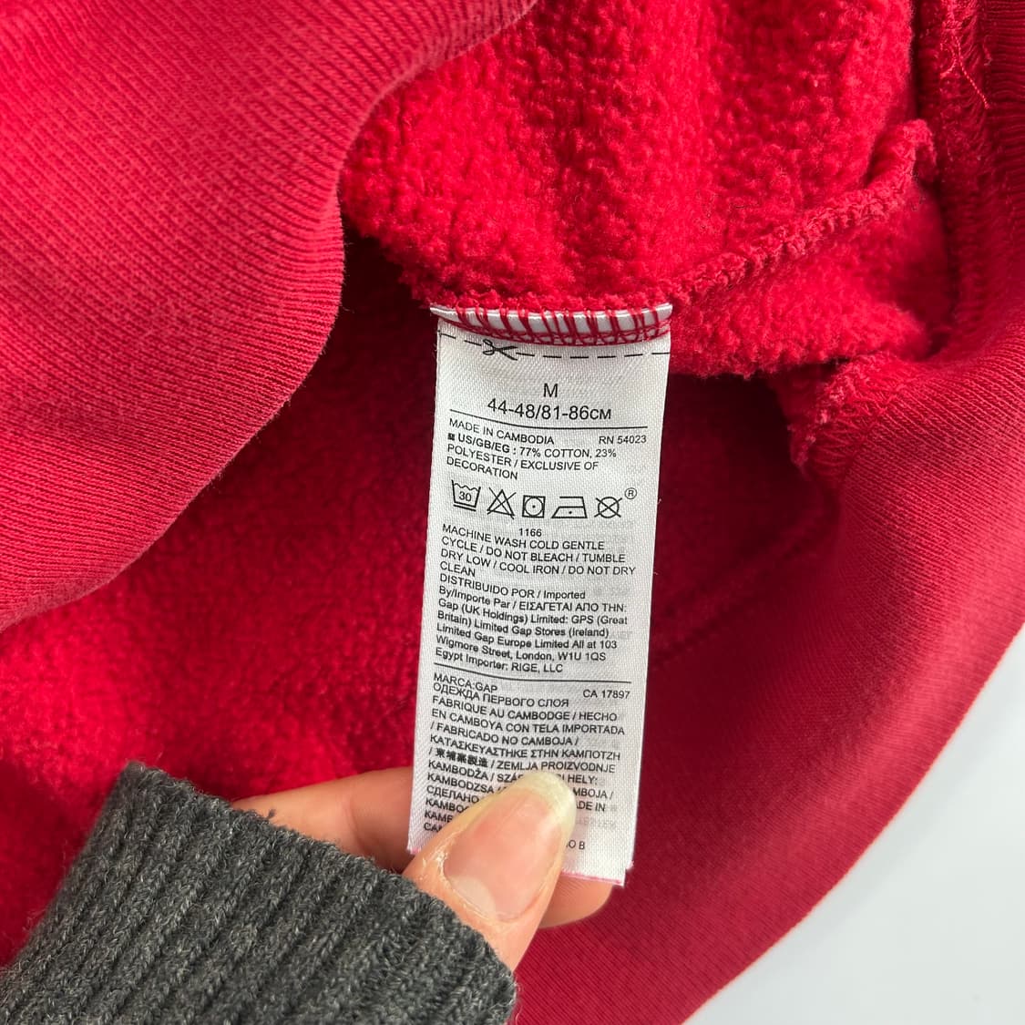 Gap 갭 네이비 로고 레드 후드티 상품이미지6