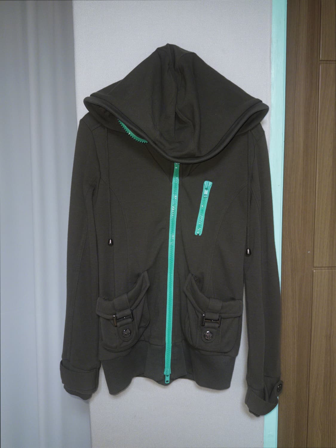 y2k 갸루 빈티지 미쿠 민초 민트 브라운 후드집업 상품이미지4