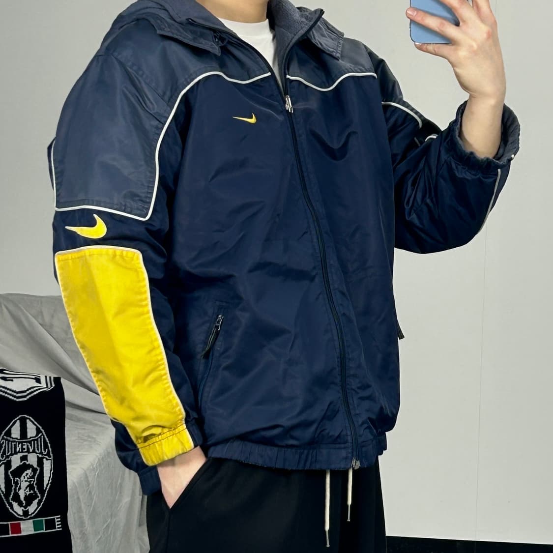나이키 90‘s 네이비 옐로우 리버시블 플리스 바람막이 자켓 L   상품이미지1