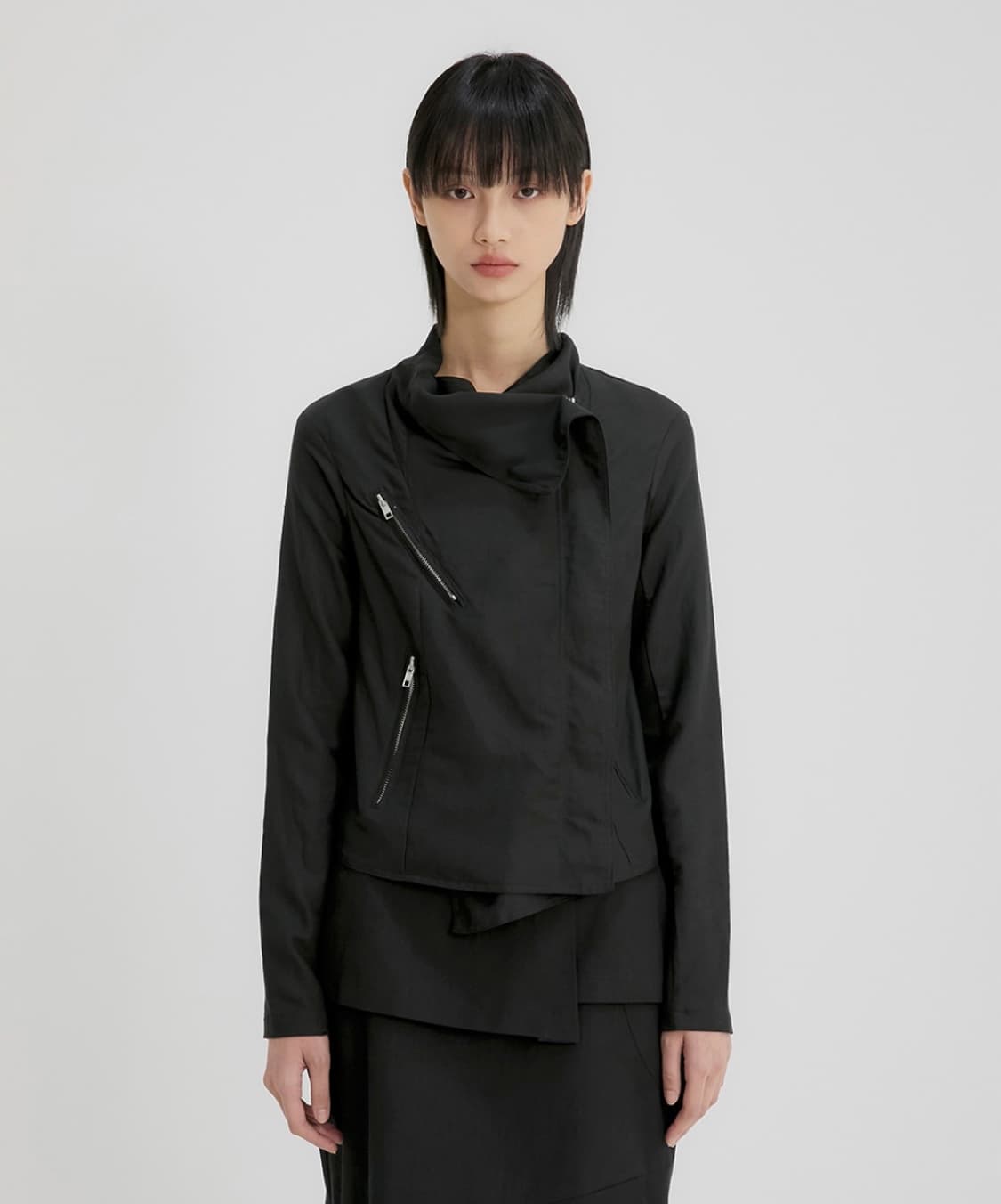 플레어업 asymmetrical biker jacket black 상품이미지3