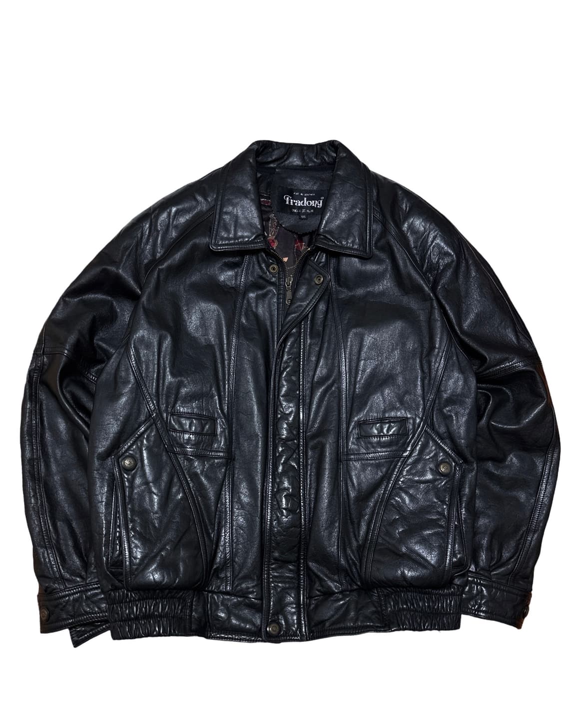 빈티지 가죽 봄버 블루종 자켓 상품이미지1