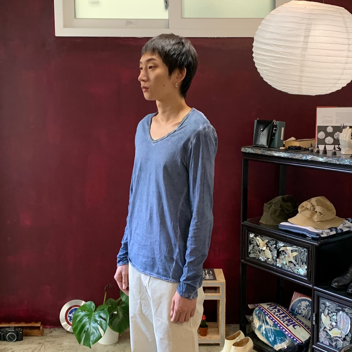 조르지오 브라토 백 레더 패치 브이넥 다잉 롱슬리브 상품이미지4