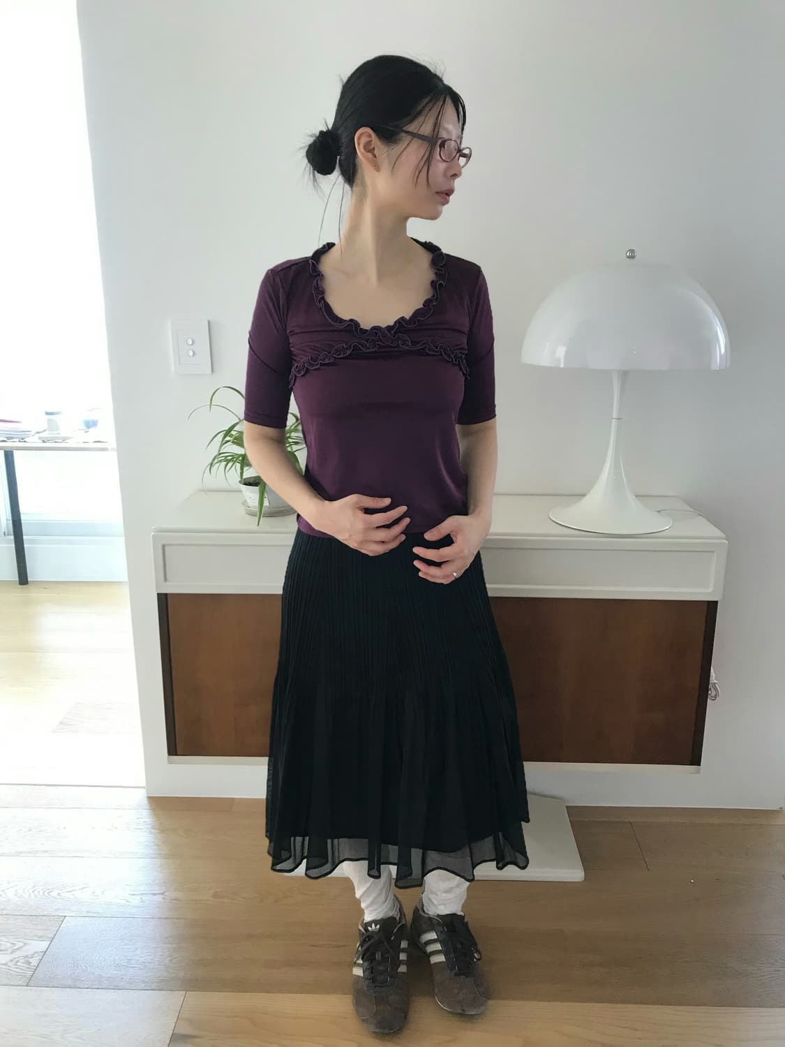 vintage black pleats skirt (25inch) 상품이미지1