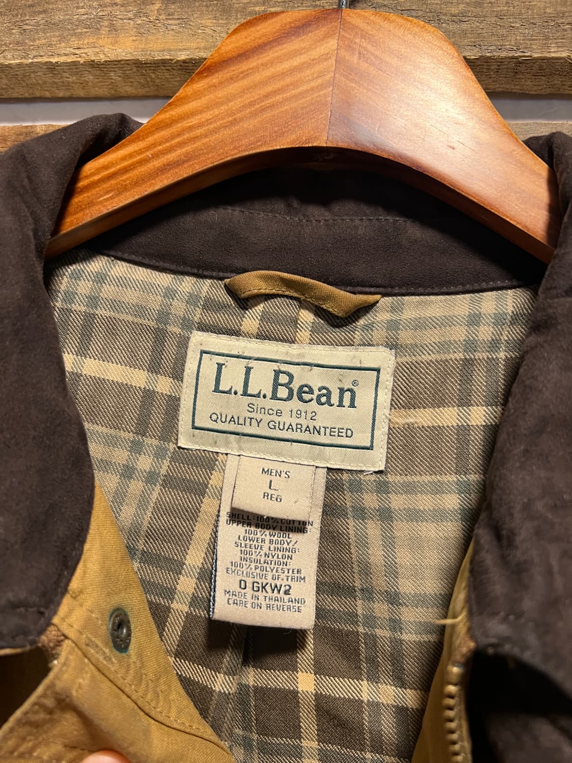 [L]L.L.Bean 엘엘빈 체크 라이닝 브라운 왁스 헌팅자켓 상품이미지2