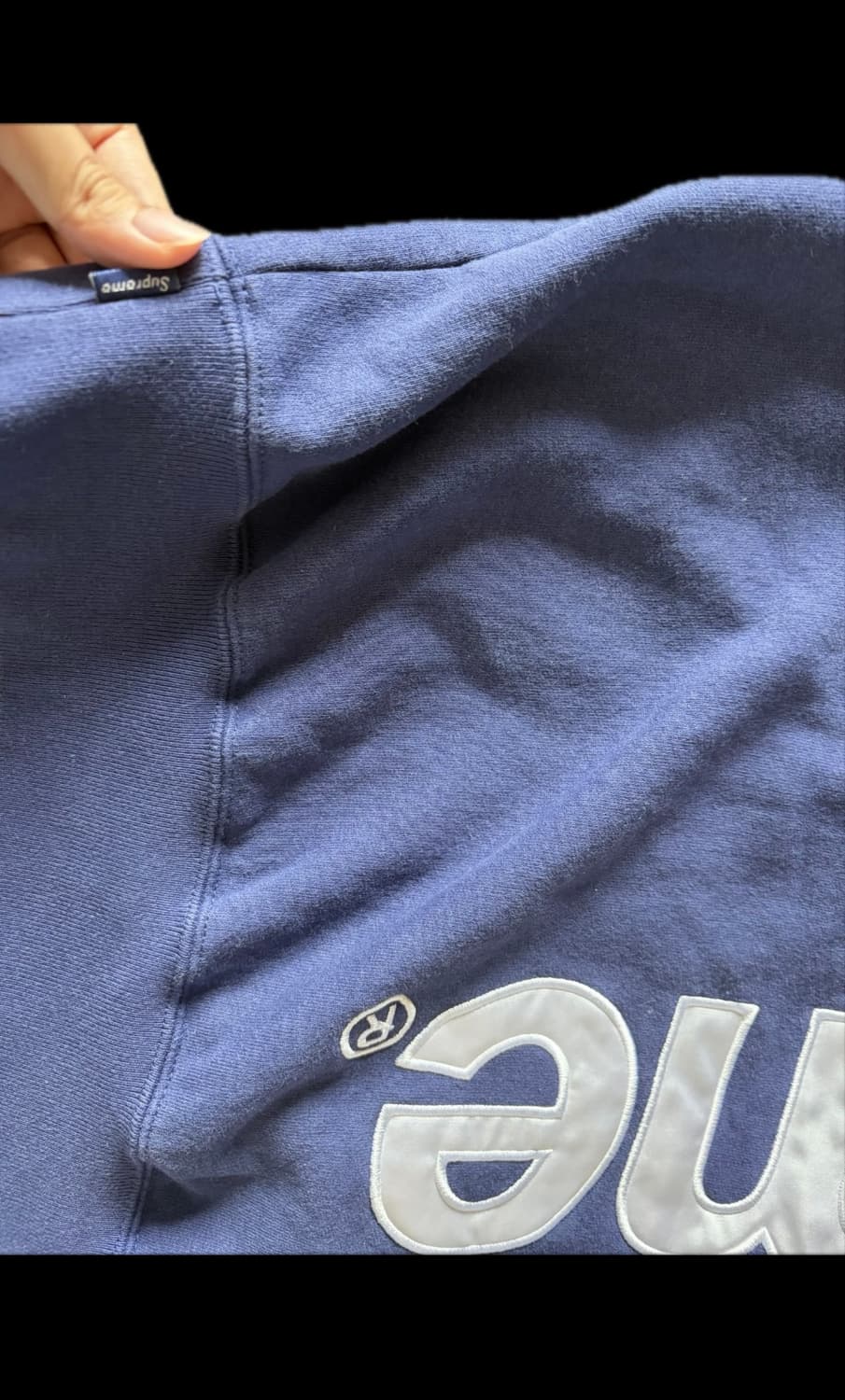 슈프림 사틴 아플리케 후드 스웨트셔츠 워시드 네이비 상품이미지6
