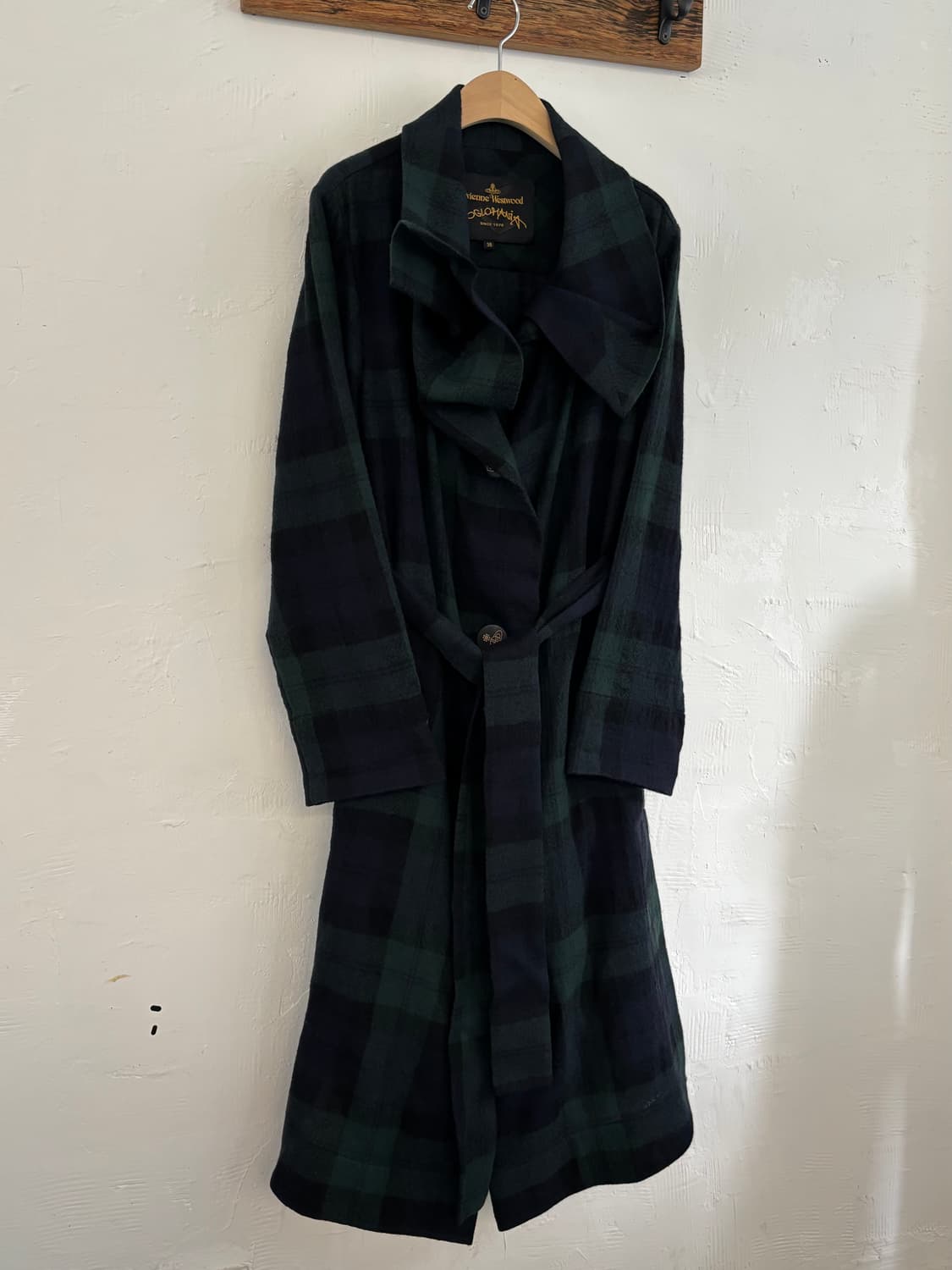 Vivienne Westwood 비비안웨스트우드 그린 체크 카라 울 코트 상품이미지4