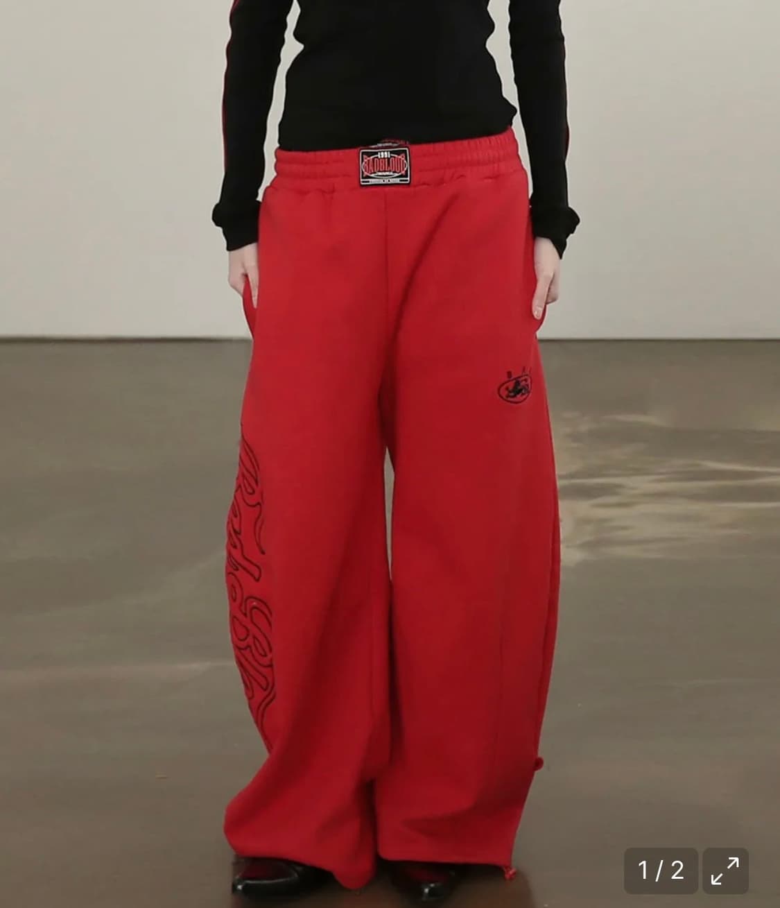 배드블러드 미스틱 캡슐 2 Way 커브드 조거 트라우져 (기모) 레드 상품이미지2