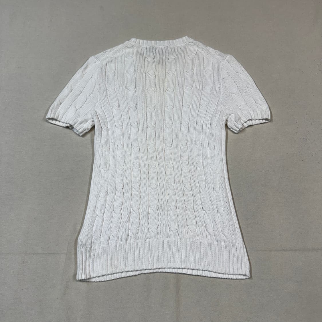 M) 폴로 랄프로렌 피마코튼 케이블 반팔 니트 화이트 상품이미지4