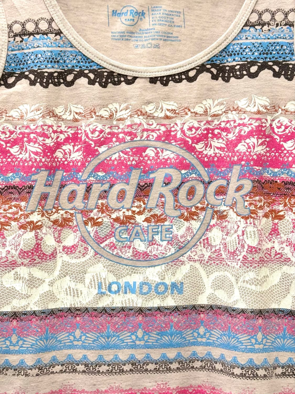 Hardrock cafe 하드락카페 스트라이프 레이스 프린트 슬리브리스 상품이미지4