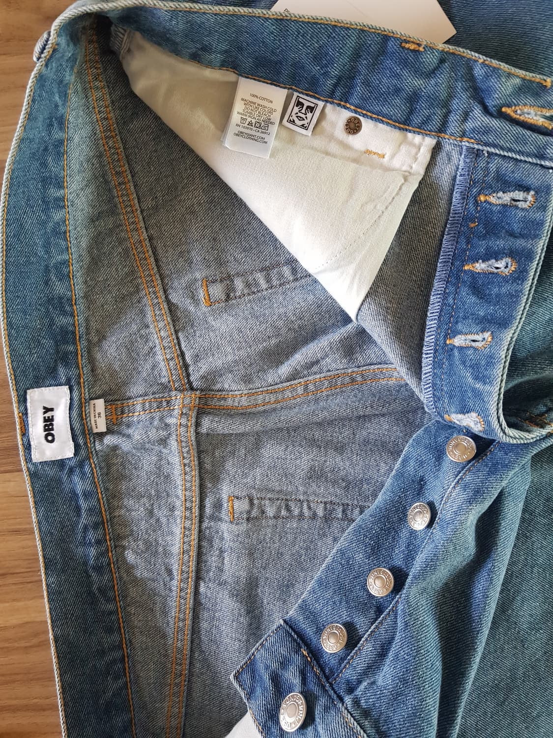  Obey HARDWORK denim light 인디고 142010077 상품이미지4