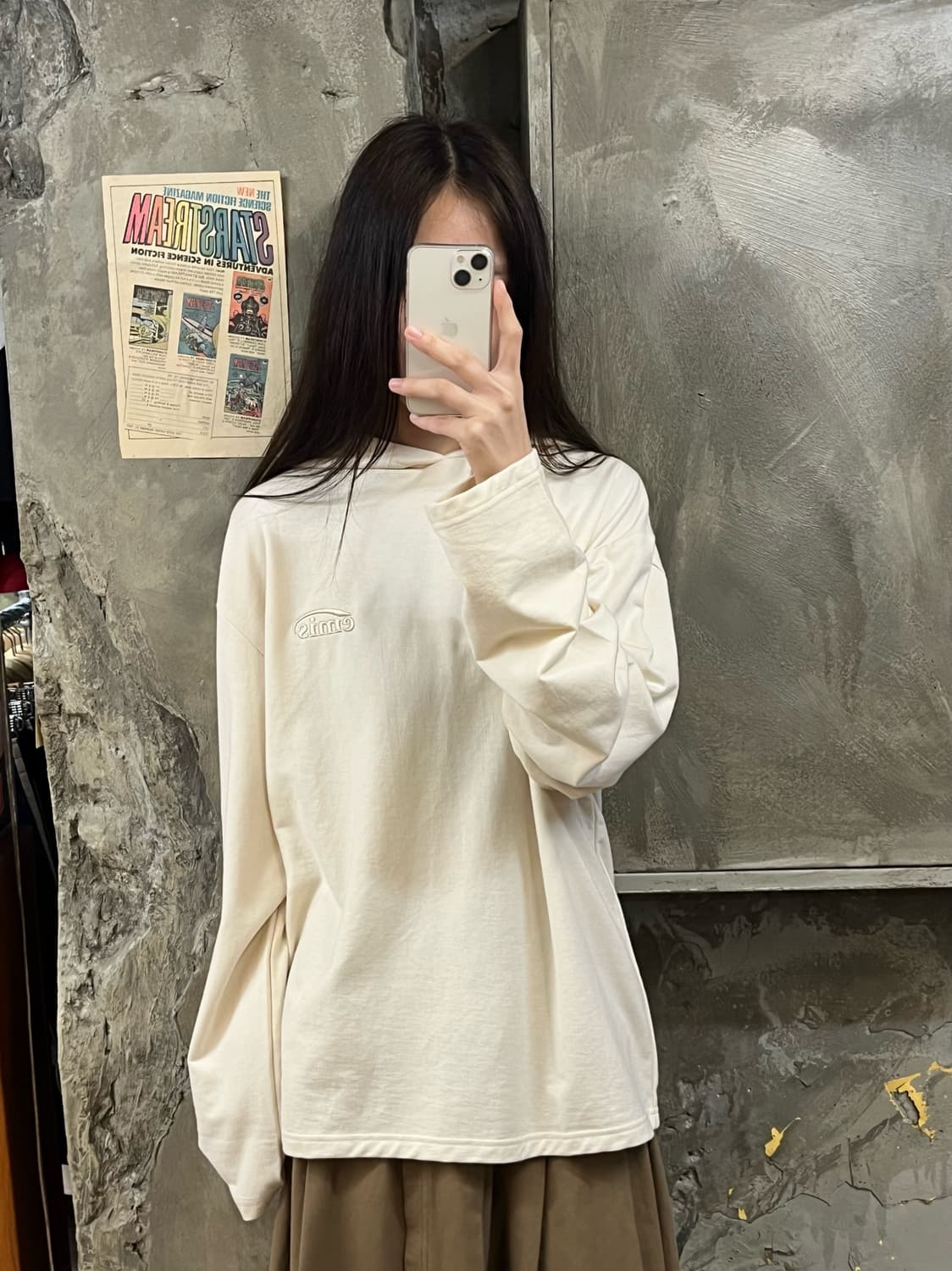 이미스 후드 긴팔티 아이보리 M #csz424 상품이미지2