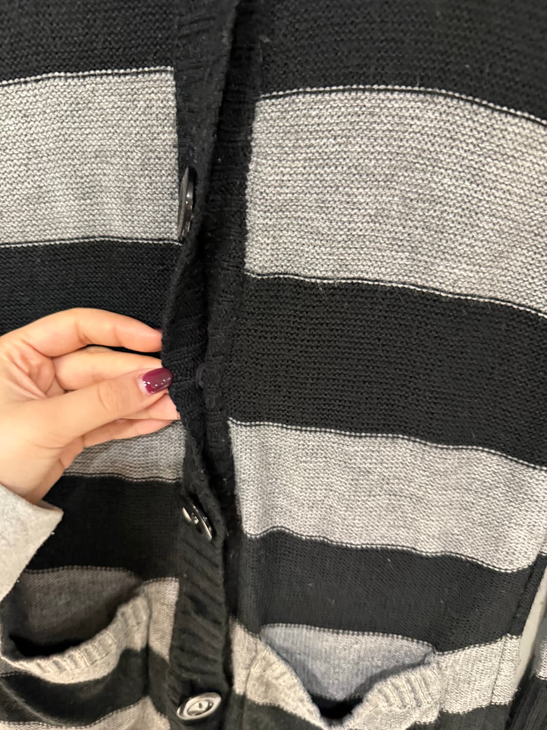 stripe pattern button-up hood cardigan 상품이미지8