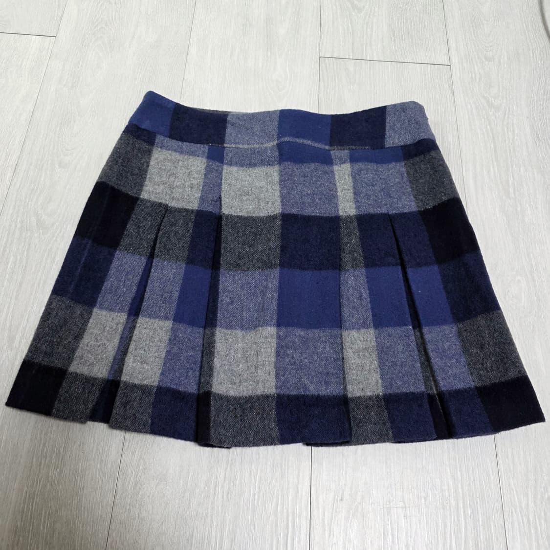 List 리스트 울 모직 체크 테니스 스커트 블루 상품이미지1