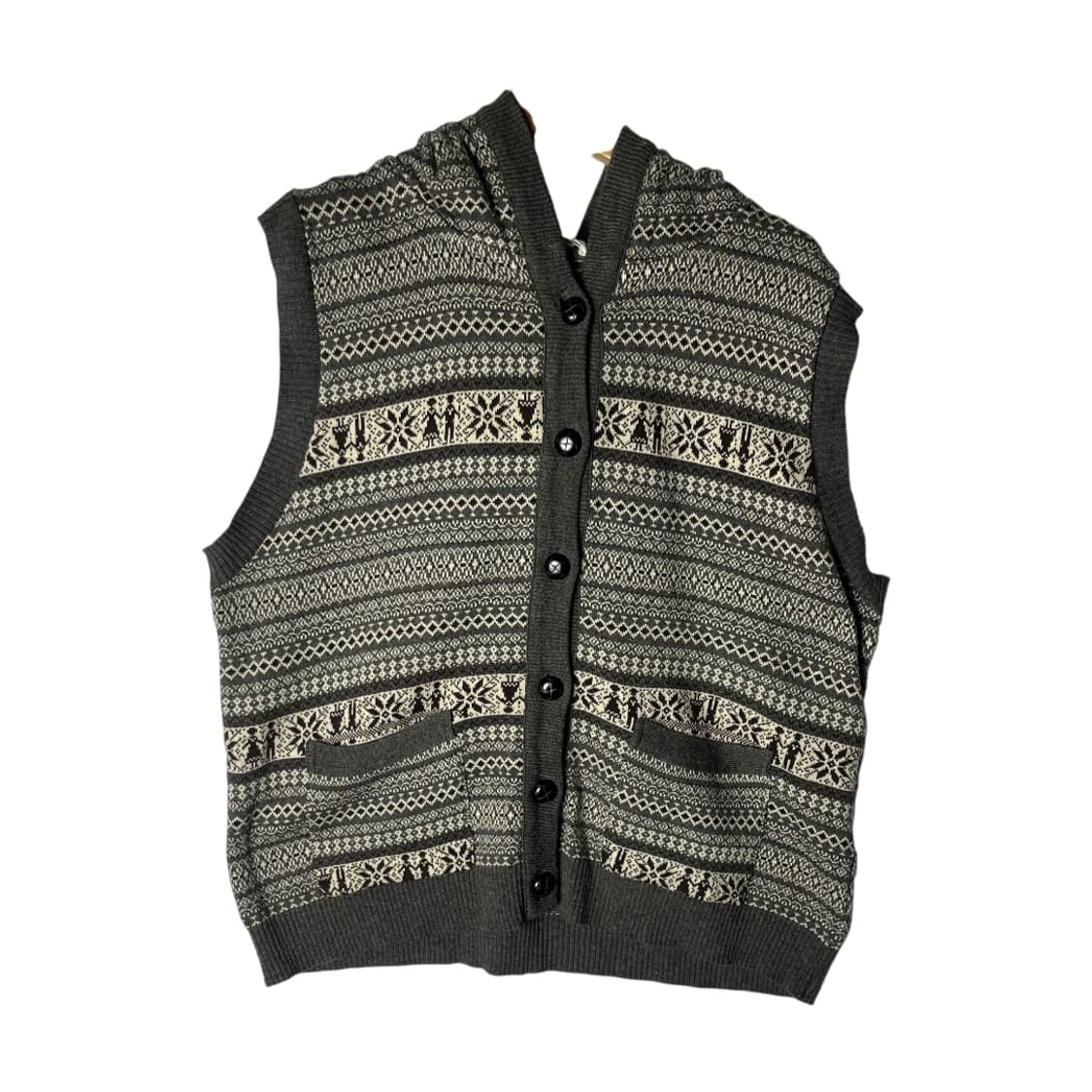 [Sunny clouds] 써니클라우즈 페어아일 후드 니트 베스트 상품이미지1