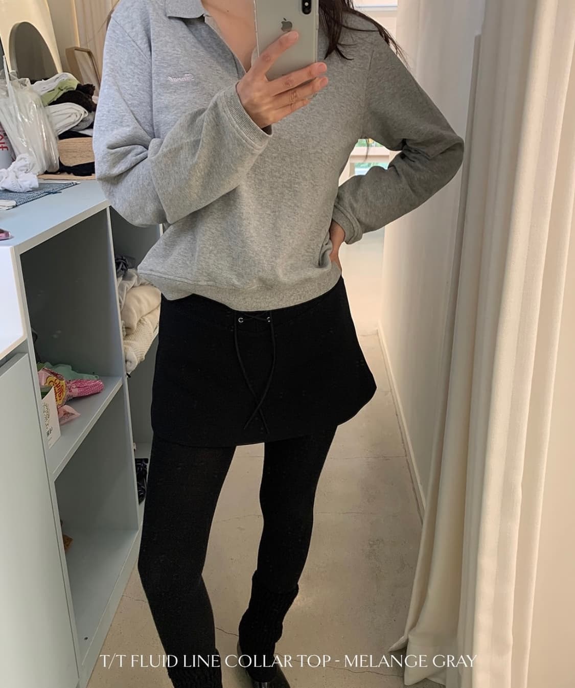 (도쿄팝업 한정) 타낫 Fluid line collar top 멜란지 상품이미지2