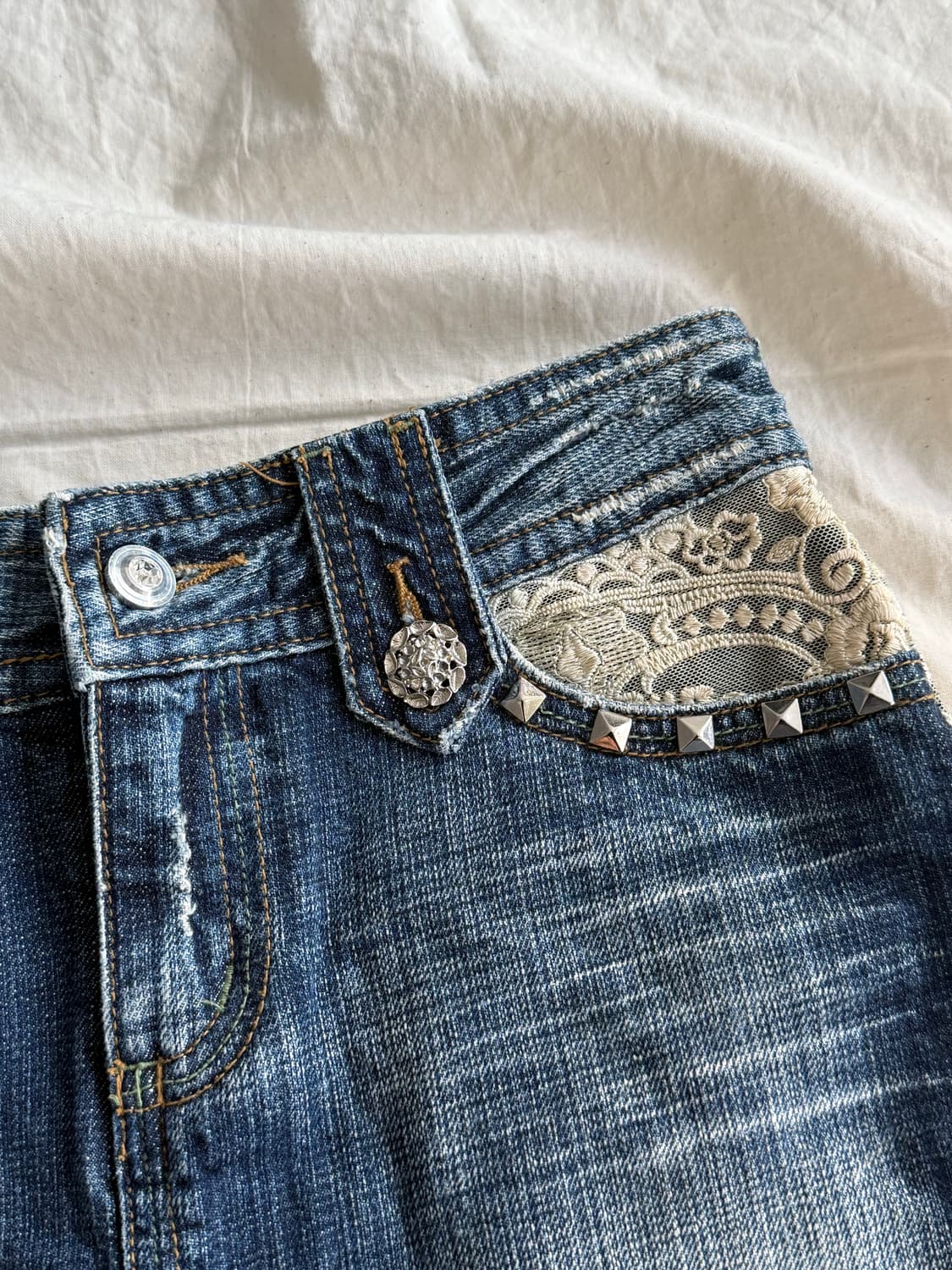 버터플라이 자수 y2k 페어리 데님 스커트 상품이미지7