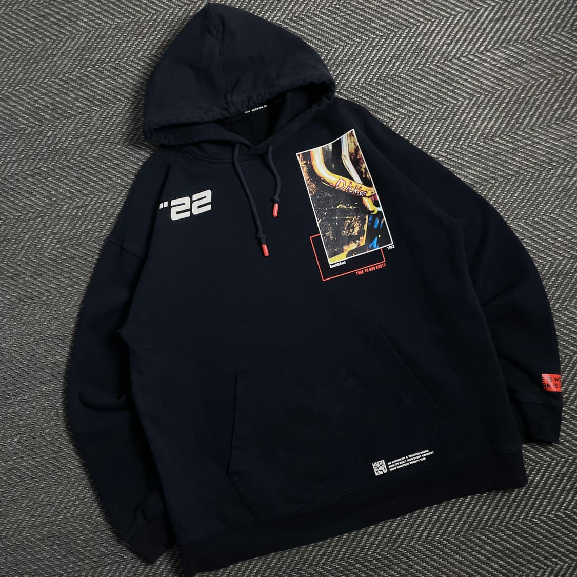 00s 디키즈 패치워크 그래픽 박시핏 후드 티셔츠y 4777 상품이미지1