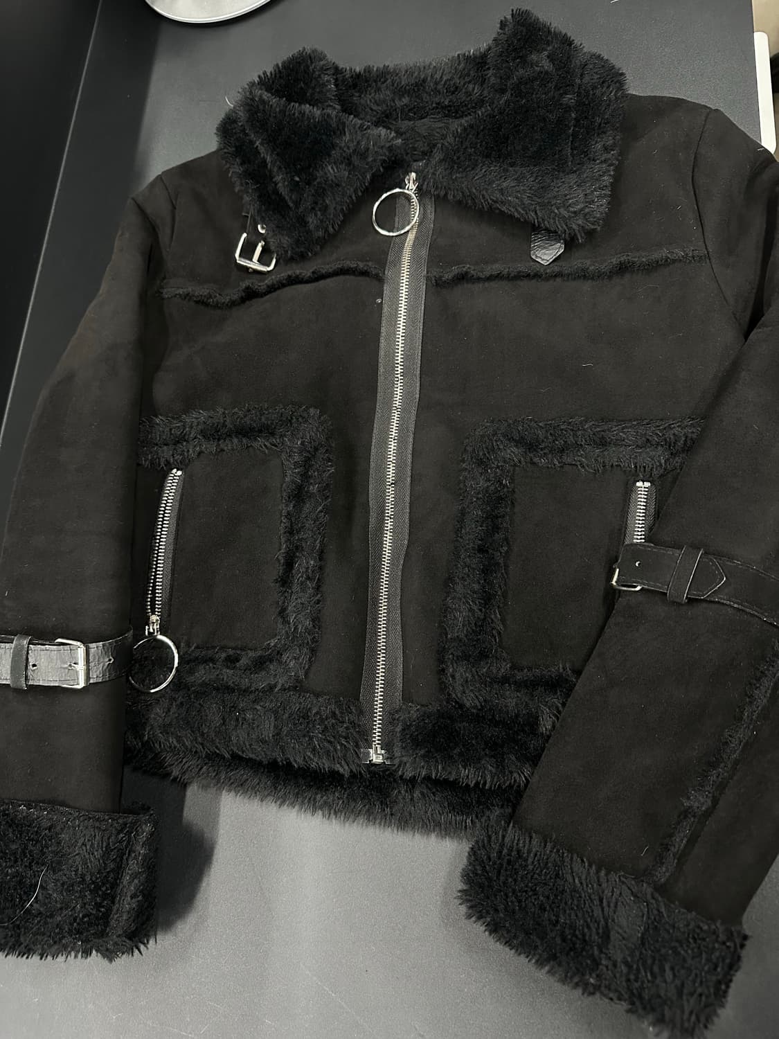 빈티지 블랙 스웨이드 무스탕 상품이미지4