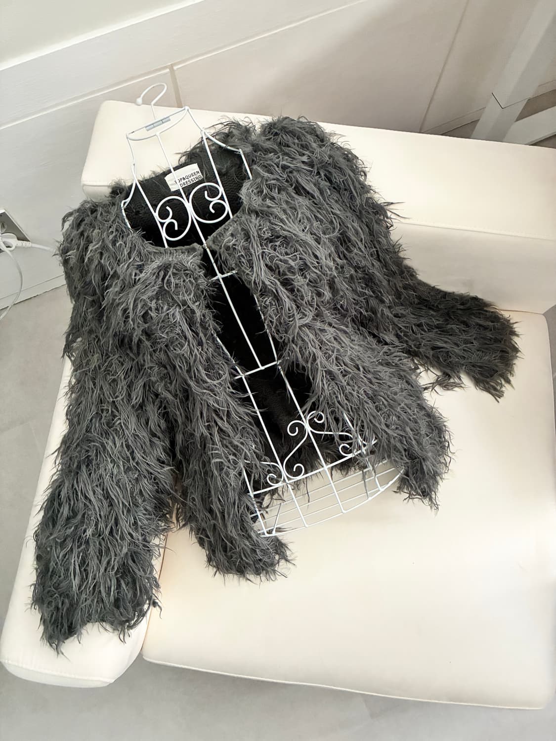 그레이 그런지 퍼 가디건 상품이미지2