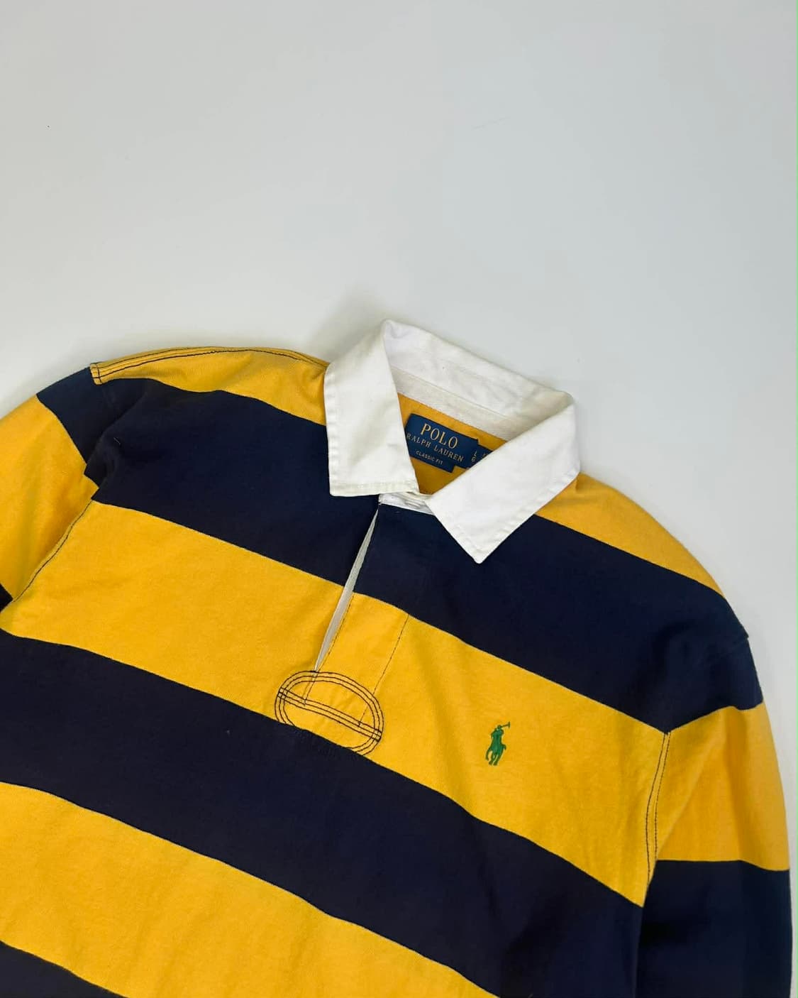 [L] 폴로 랄프로렌 24ss 신형 스트라이프 럭비 셔츠 카라넥 슬리브 상품이미지7