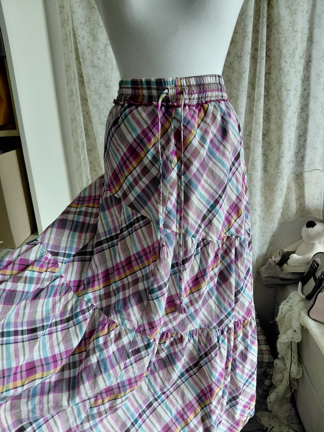 [빈티지] 써스데이아일랜드 체크 캉캉 롱 스커트 모리걸 상품이미지2