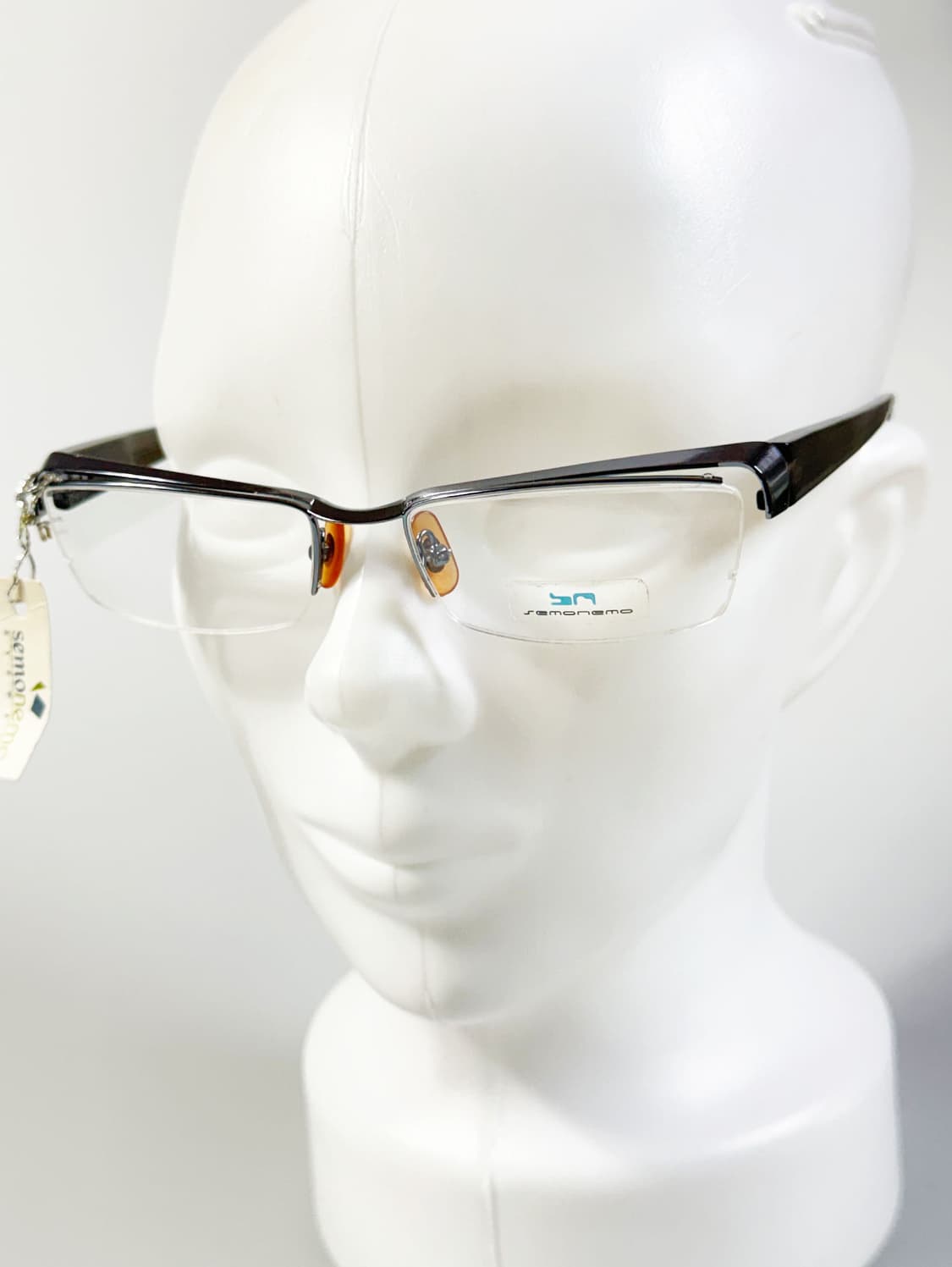 SEMONEMO 건메탈 반무테 스퀘어 빈티지 안경 상품이미지8