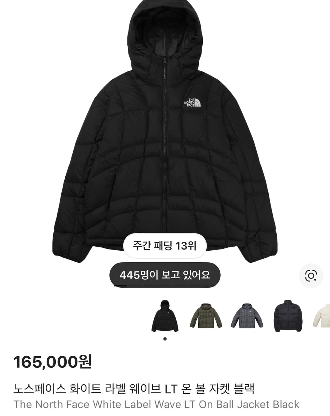 노스페이스 화이트 라벨 웨이브 LT 온 볼 자켓 블랙 상품이미지1