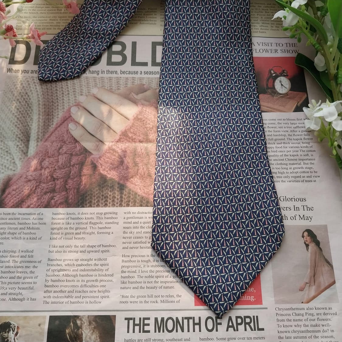 페라가모 실크 네이비 바람개비 패턴 넥타이 8.9cm A+등급 K1704 상품이미지5