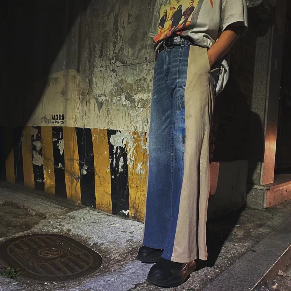 vintage연청데님 × 카키슬랙스 배색 팬츠 상품이미지9