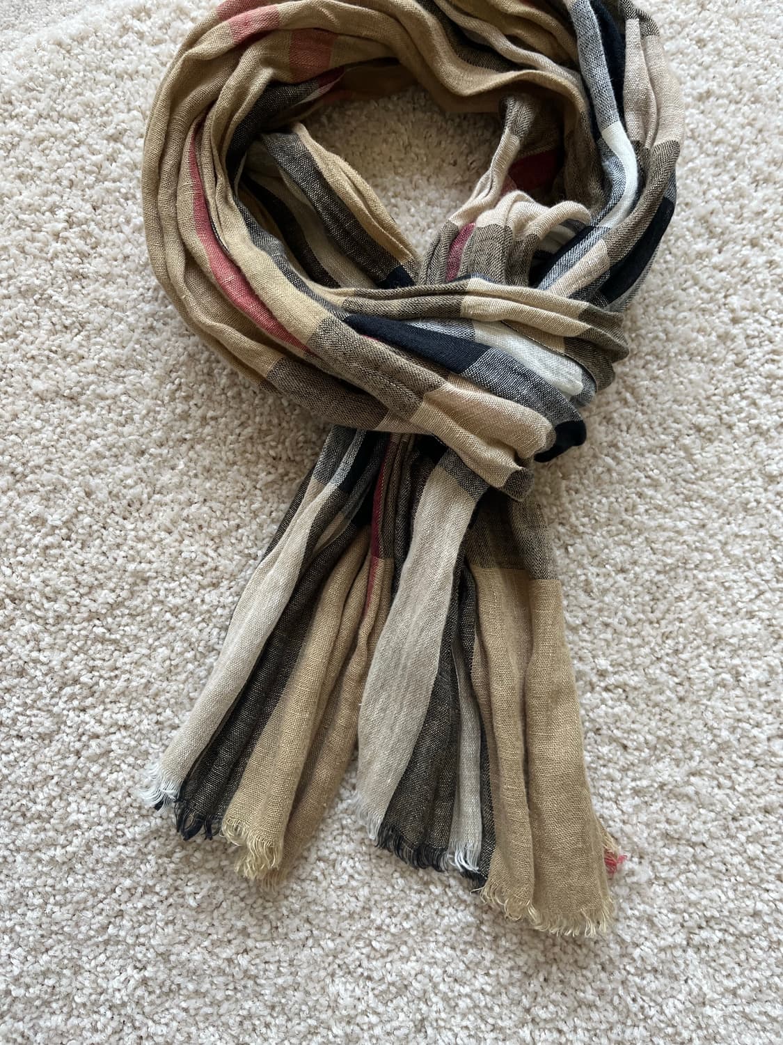 버버리 린넨 체크 스카프 상품이미지4