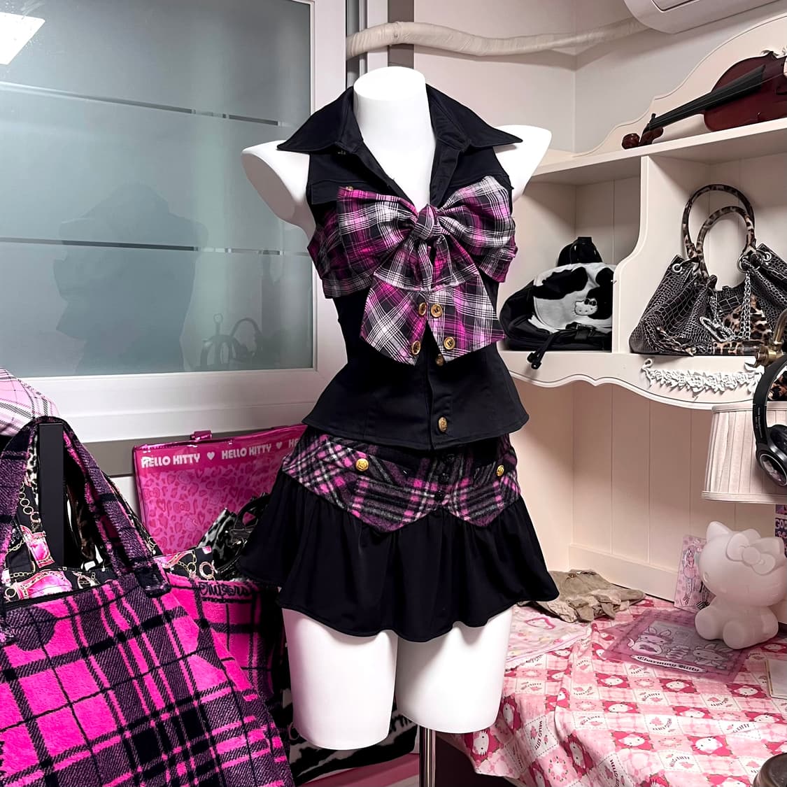 MA*RS마즈 블랙핑크 체크 셋업 히메오네갸루 핀터 스쿨고갸루 일본빈티지 상품이미지1
