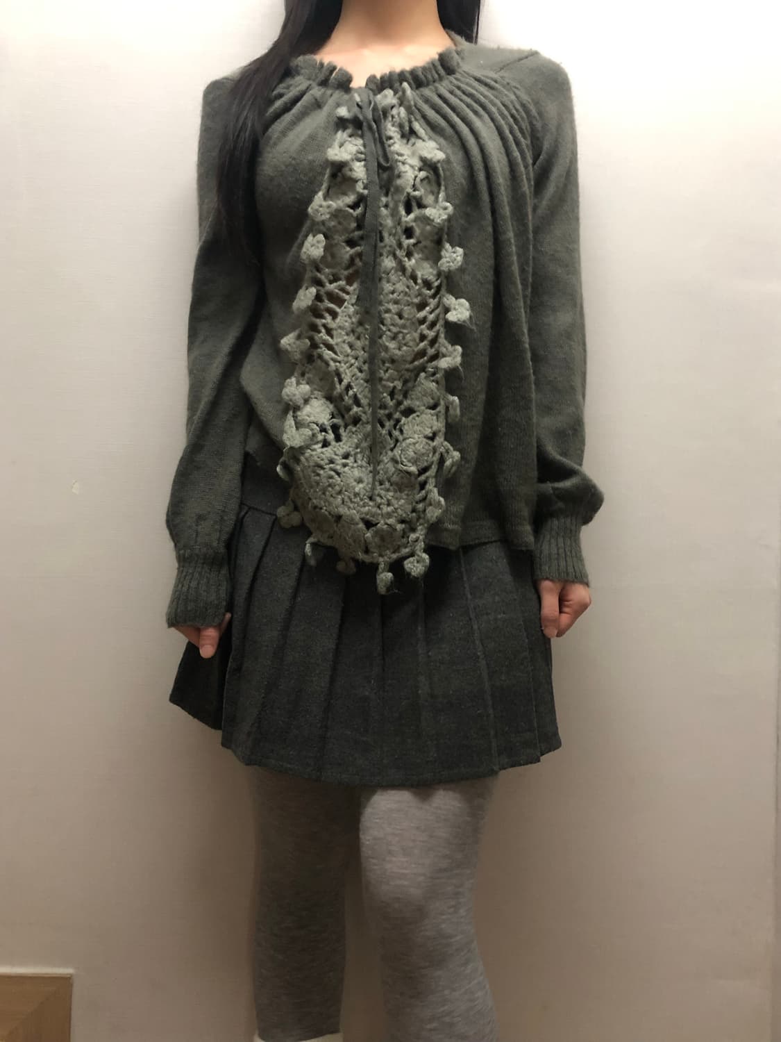 빈티지 그레이 크로쉐 니트 상품이미지4