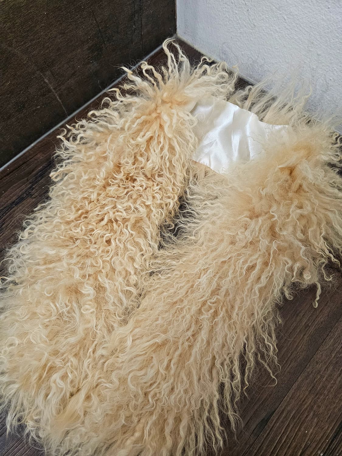 Japan 아이보리 양털 머플러 상품이미지3