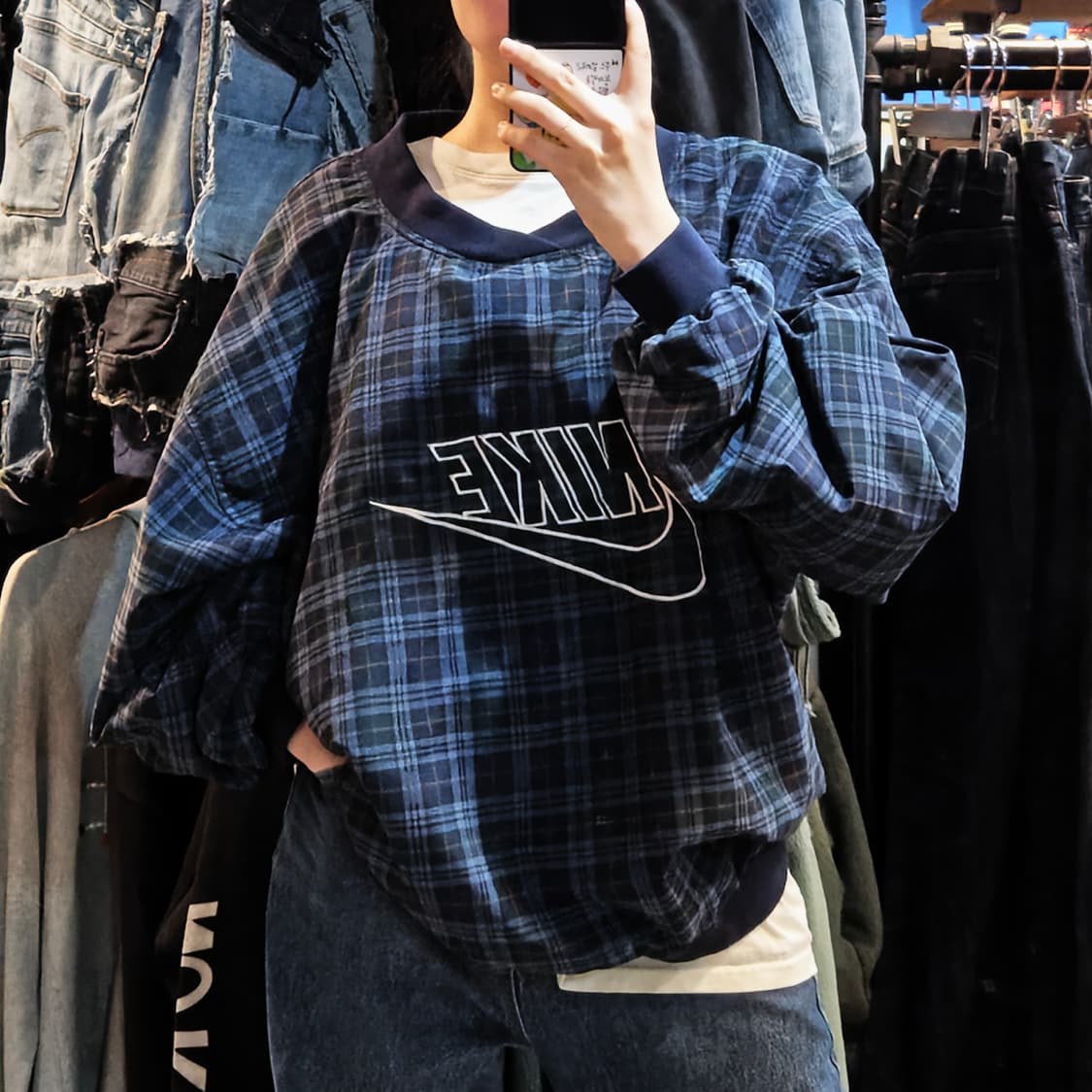 [NO.9] 나이키 빅로고 빈티지 체크 웜업 상품이미지1