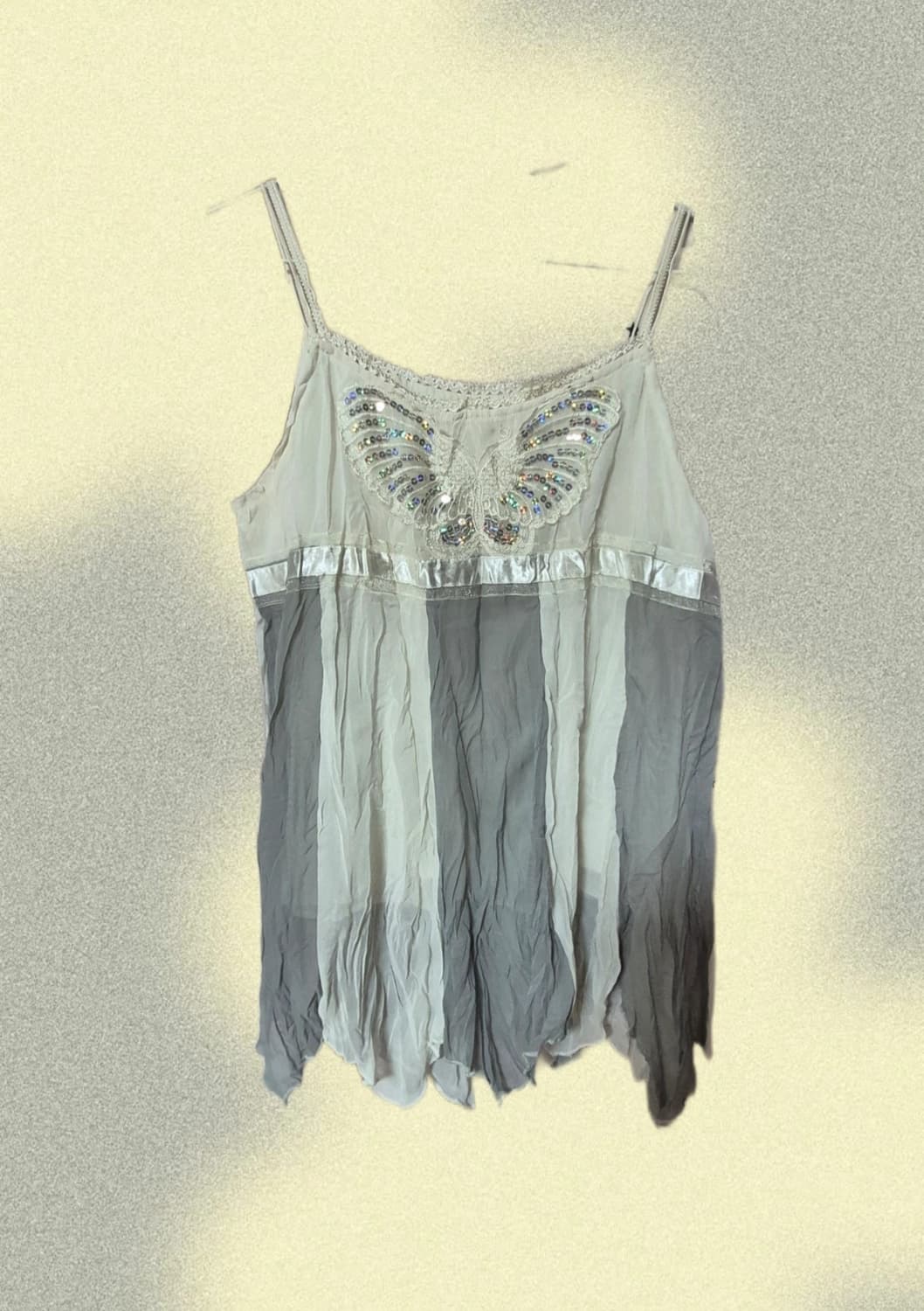 빈티지 모리걸 하구미깔 나비 스팽글 슬리브리스 나시 후유 마루 코야 상품이미지1