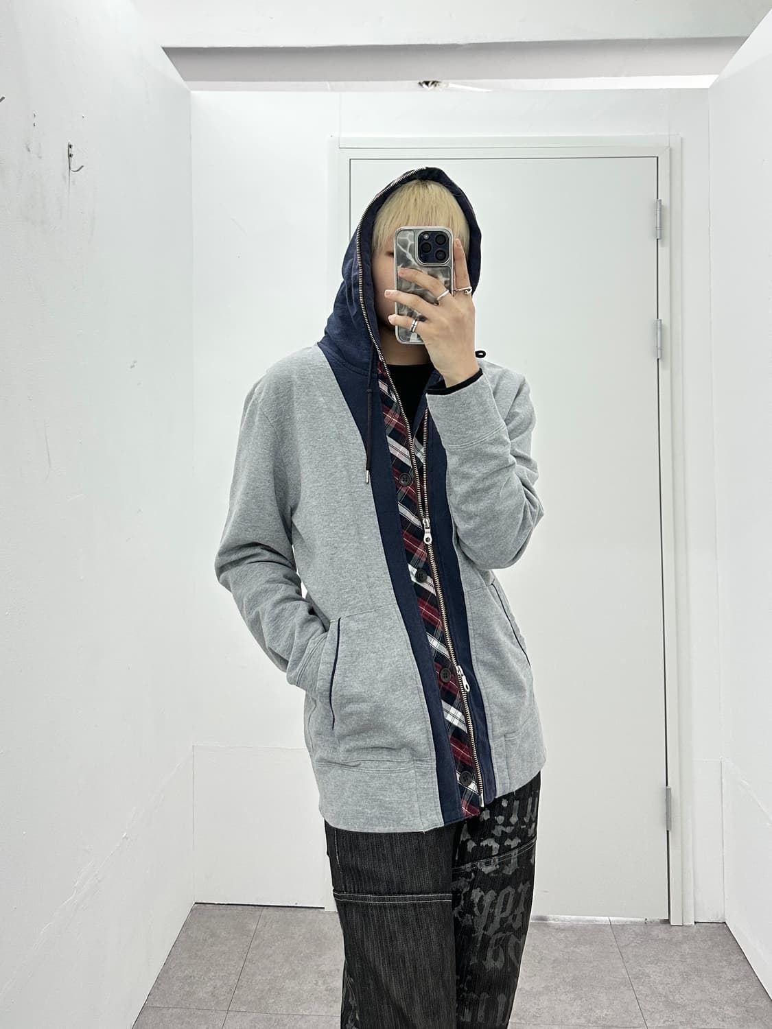 TK 2way check detail full hood zip 상품이미지1