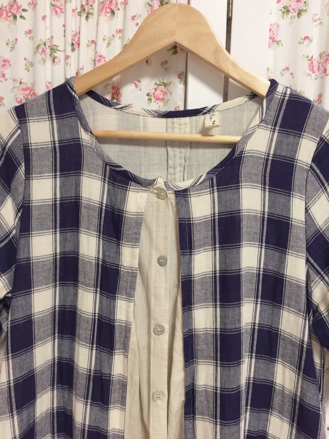 빈티지 모리걸 네이비 체크 바선생 상품이미지2