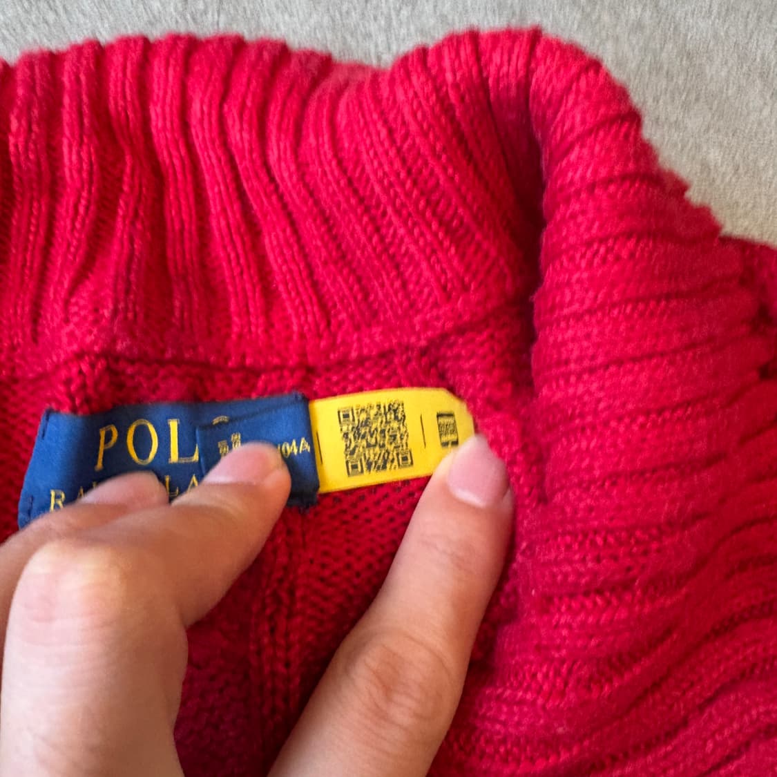 폴로 정품 레드 케이블 해비 코튼 반집업 니트 상품이미지6