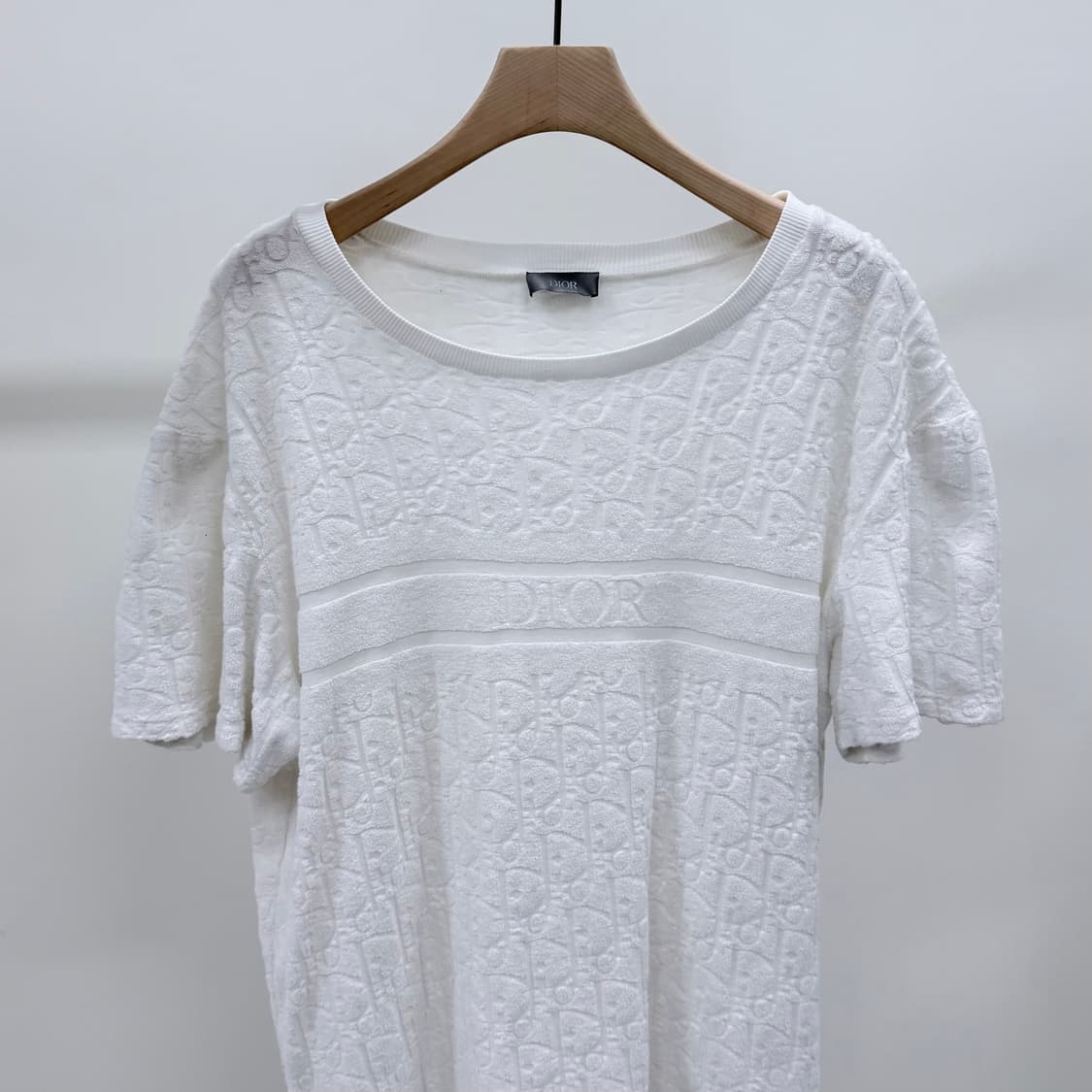 [B급/L] 디올 오블리크 테리 코튼 반팔 니트 화이트 상품이미지2