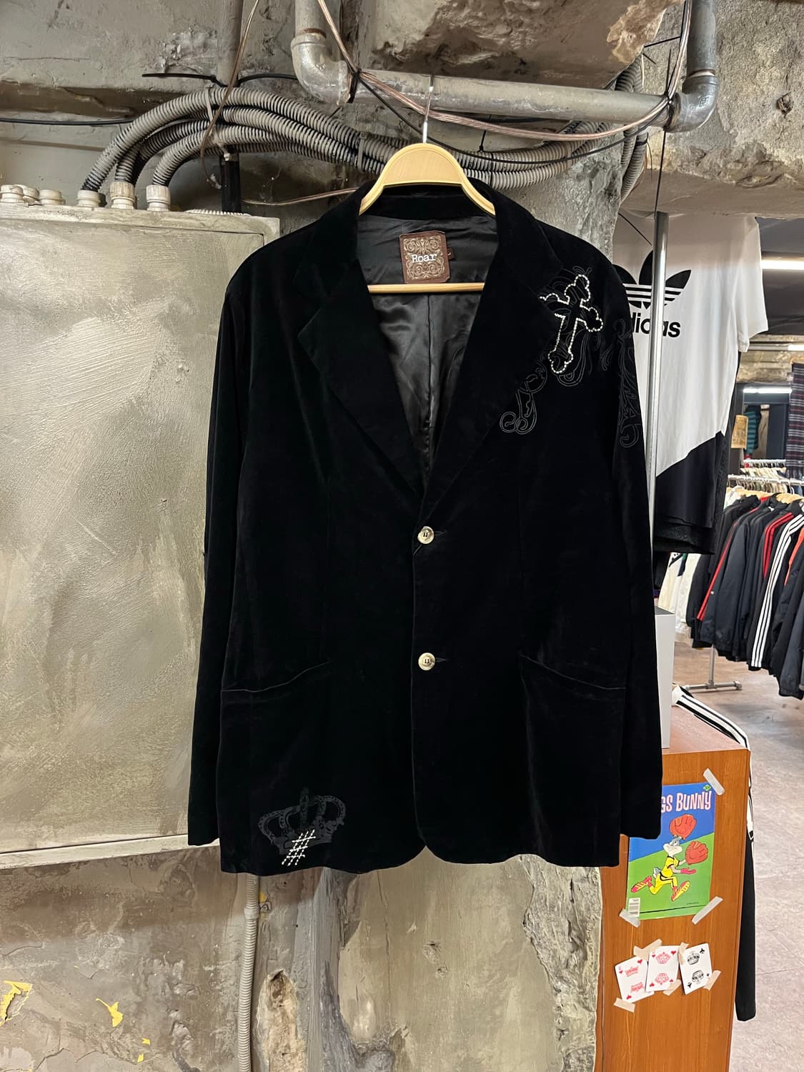 빈티지 벨벳 자켓 블랙 L #csz2141 상품이미지1