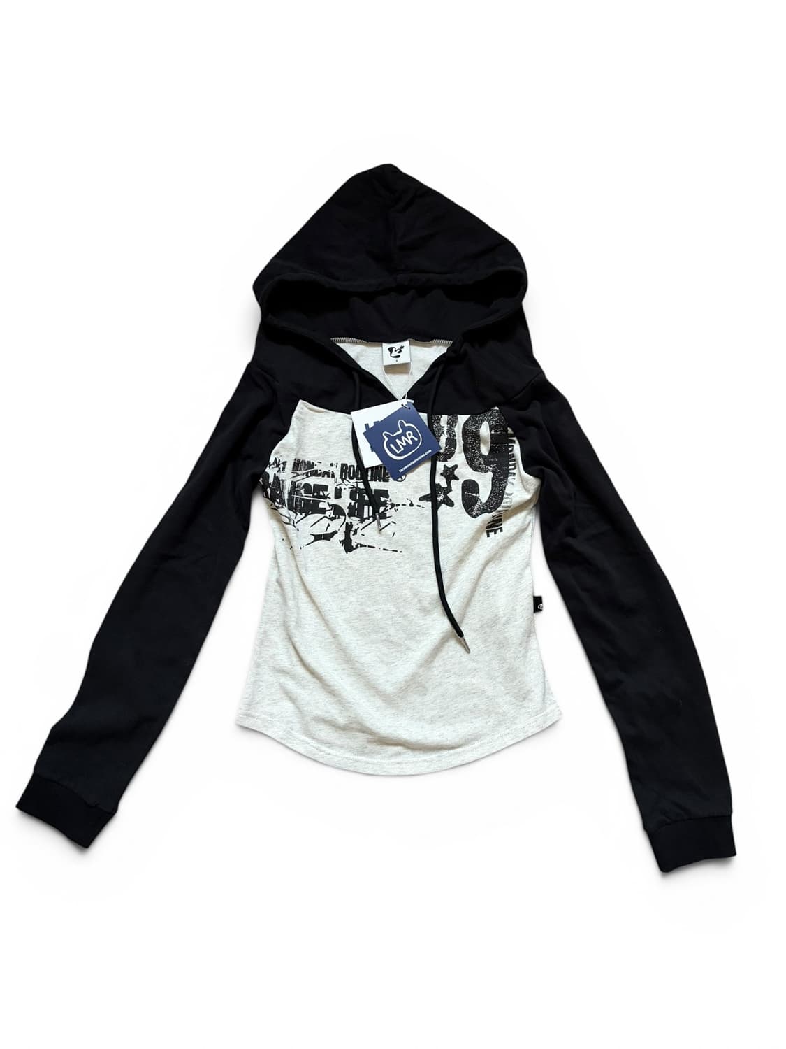 엘엠알 오프숄더 레터링 그래픽 후드 긴팔 티셔츠 OATMEAL 상품이미지5