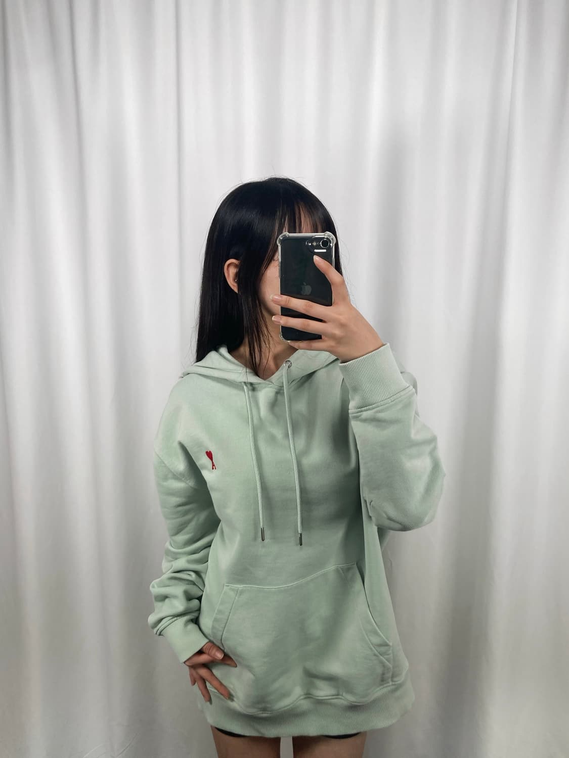 아미 22FW 페일 그린 후드티 상품이미지1