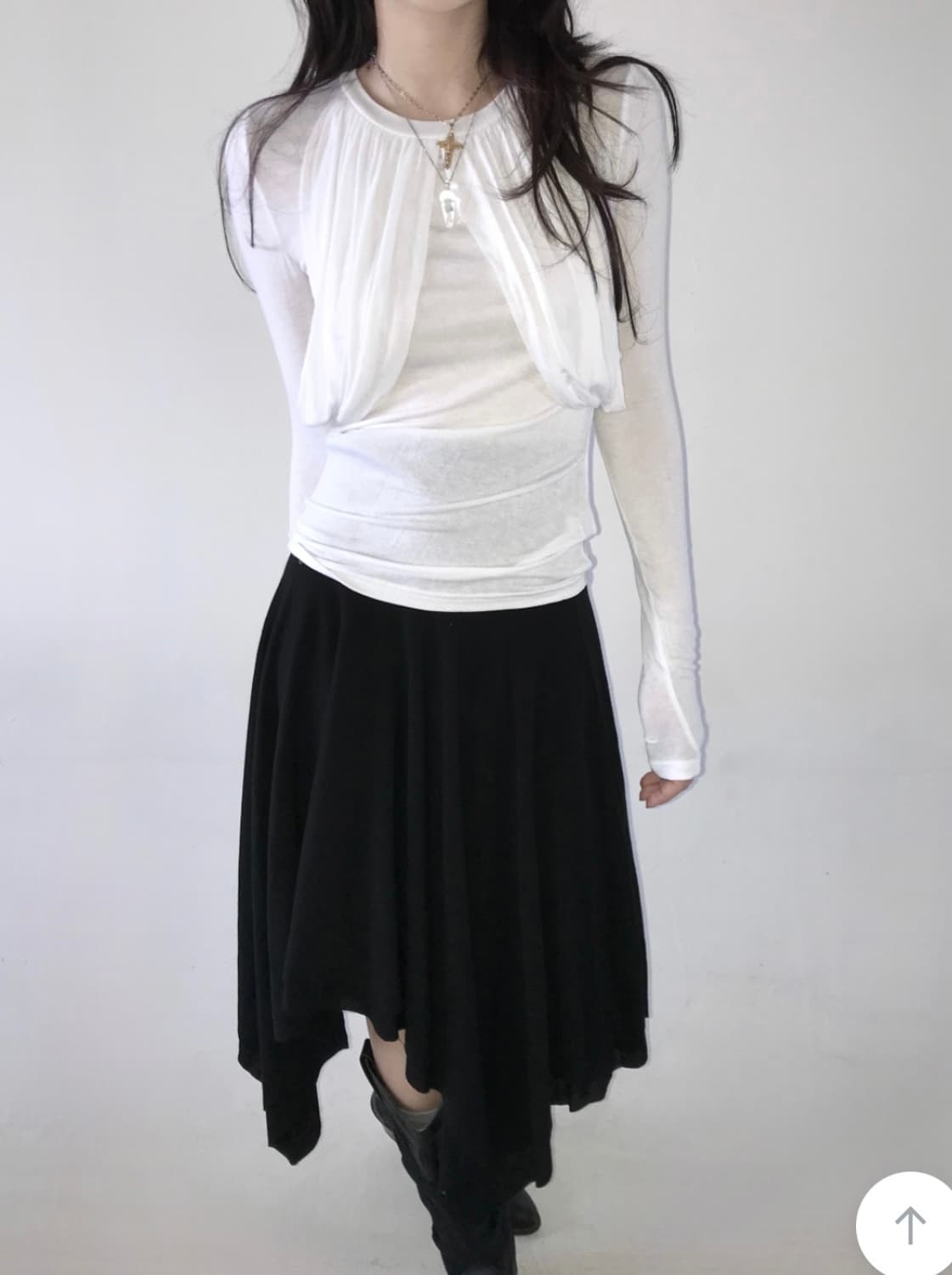 히피디피 소프트 플레어 스커트 미디스커트 블랙 상품이미지4